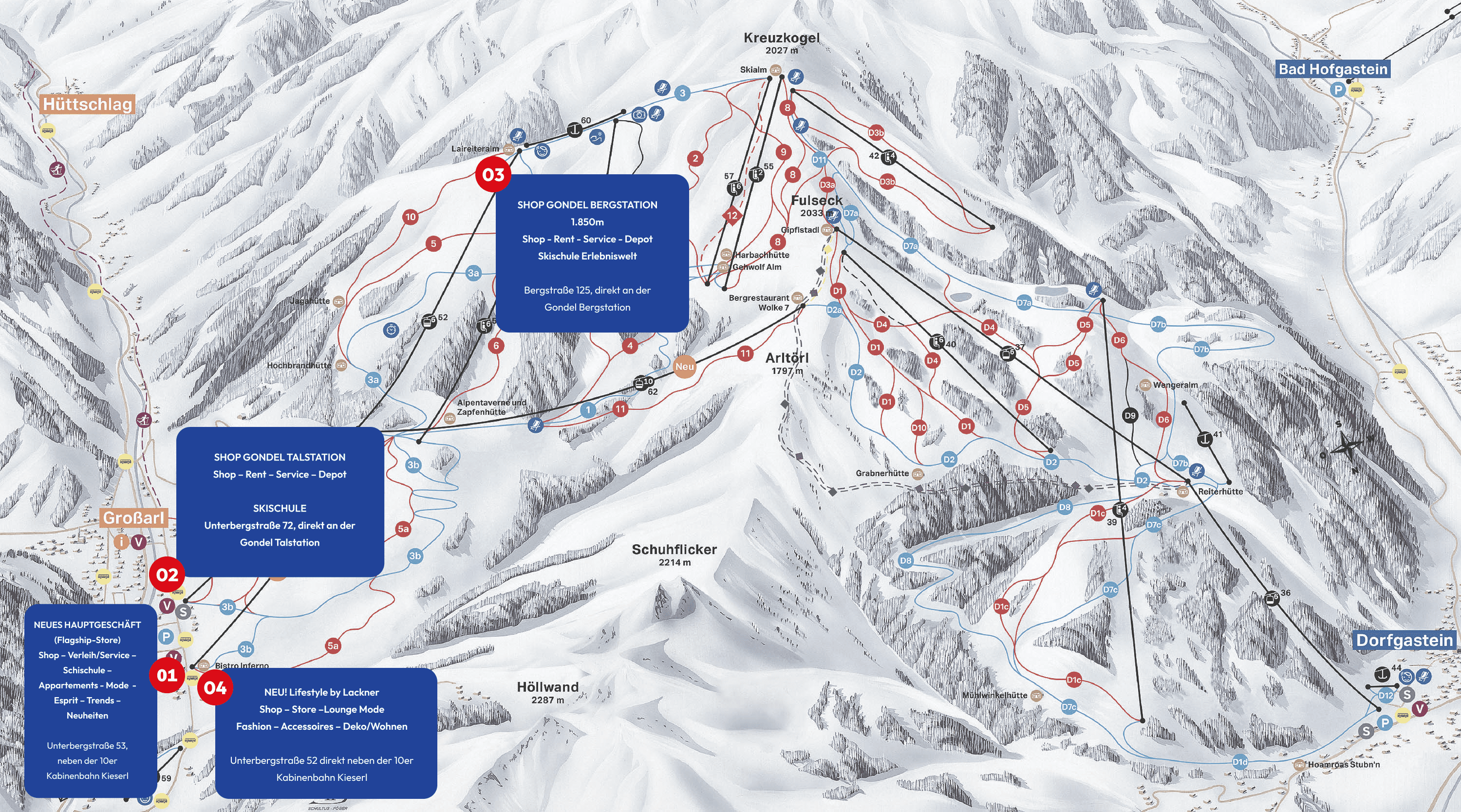 Plan der 4 Standorte